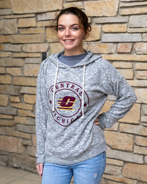 Central Michigan Action C Gray Cozy Tunic Hoodie<br><brand>CHICKA-D</brand>