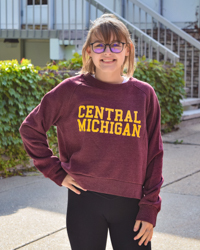 Central Michigan Maroon Women's Crop Crewneck Sweatshirt