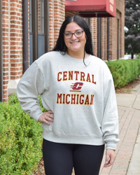 Central Michigan Action C Gray Women's Crewneck Sweatshirt