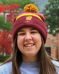 Action C Maroon & Gold Waffle Knit Stripe Pom Hat