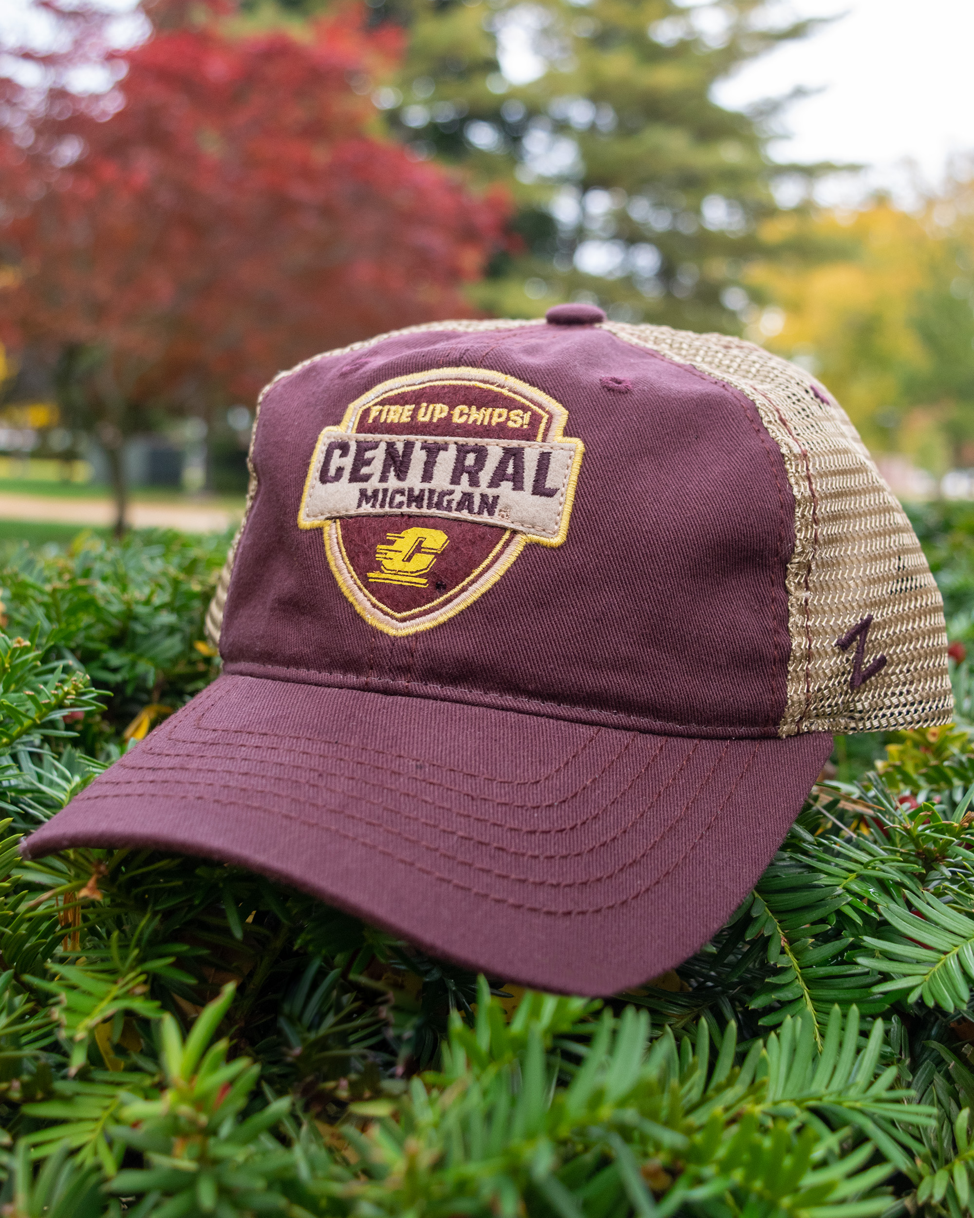 Central Michigan Fire Up Chips! Maroon & Gold Soft Mesh Hat