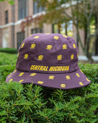 Central Michigan Action C Pattern Maroon Bucket Hat