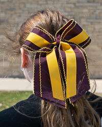 Maroon & Gold Layered Hair Bow Tie