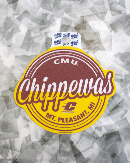 CMU Chippewas Script Graphic Round Sticker