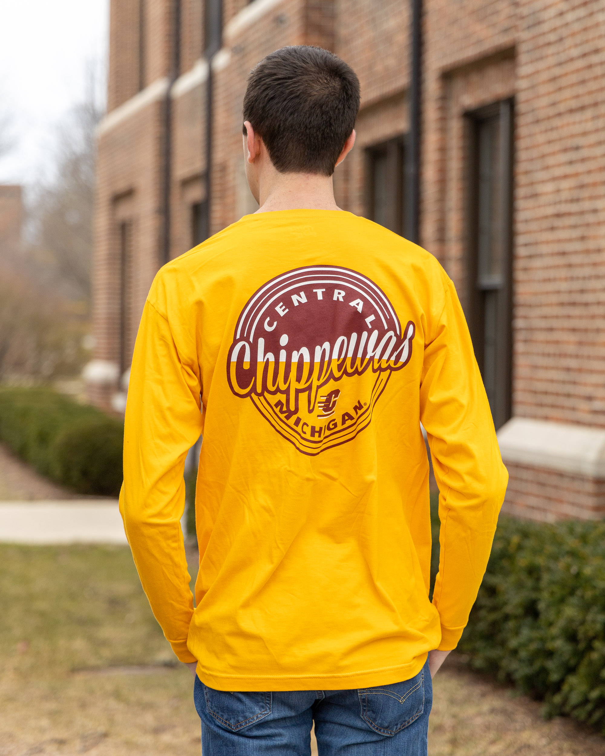 Central Michigan Chippewas Gold Long Sleeve T-ShirtbrbrandBLUE 84