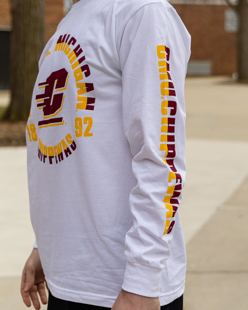 Central Michigan Chippewas 1892 White Long Sleeve T-shirt<br><brand>BLUE 84</brand>