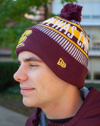 Action C CMU Chippewas Maroon & Gold Knit Pom Hat