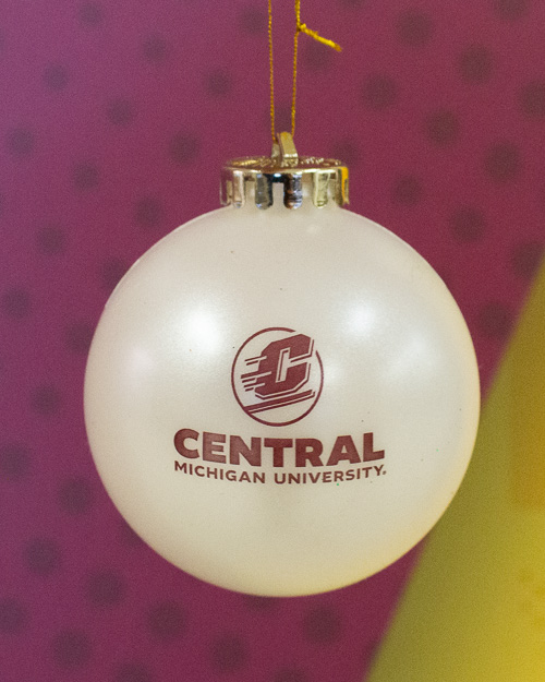 Action C Central Michigan White Globe Ornament