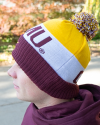 CMU Action C Stripe Maroon & Gold Pom Hat