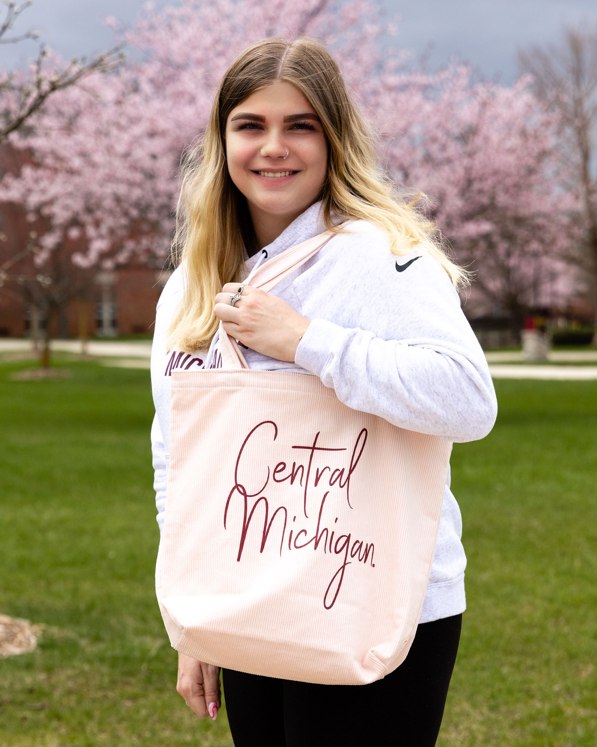 Central Michigan Pink Corduroy Tote