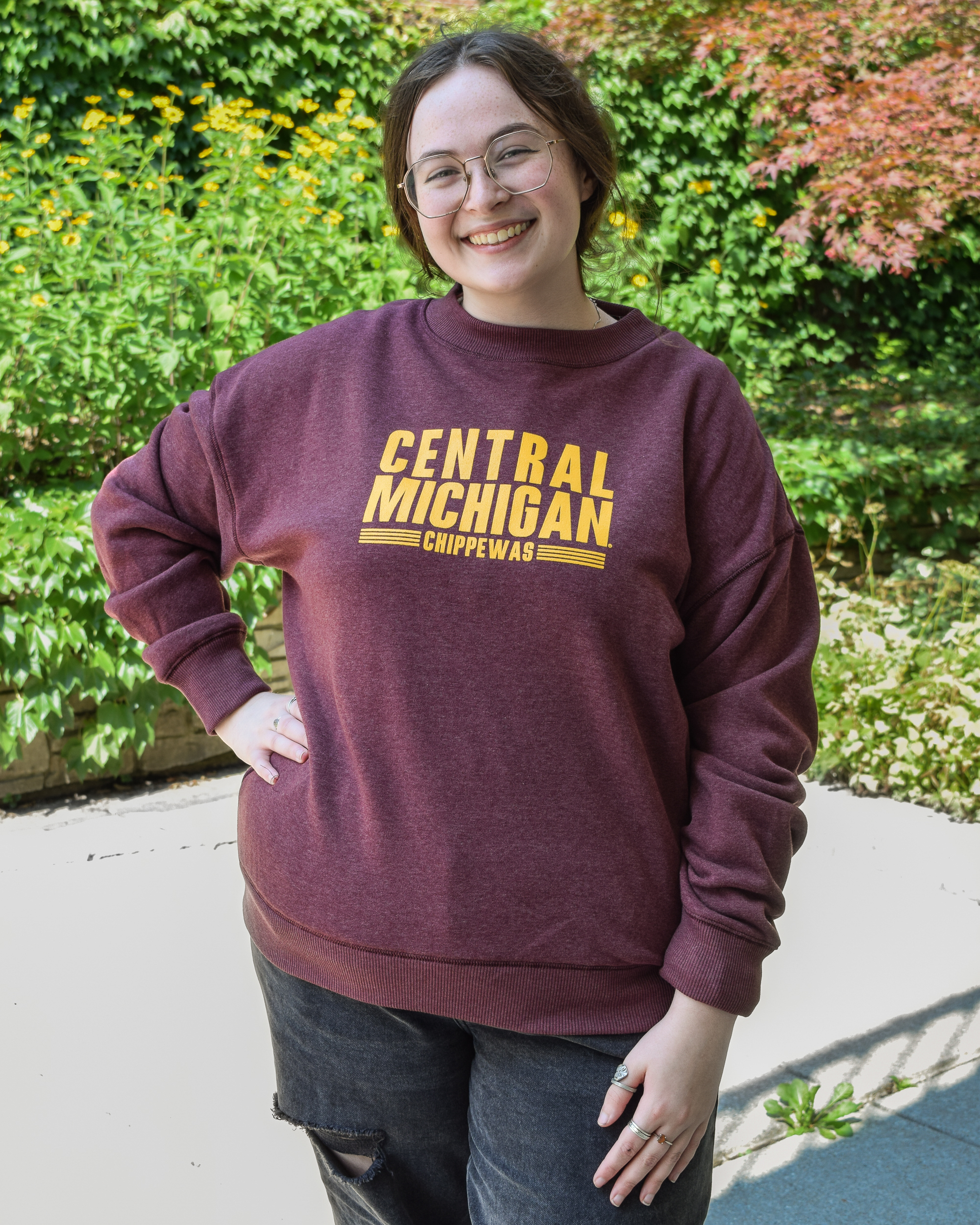 Central Michigan Chippewas Women's Maroon Crewneck Sweatshirt