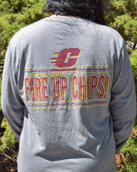 Central Michigan Fire Up Chips! Gray Long Sleeve T-Shirt