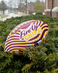 Action C Fire Up Chips Maroon & Gold Wave Design Football