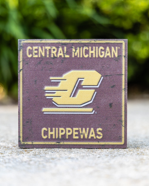 Action C Central Michigan Chippewas Block Sign<br><brand></brand>