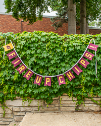 Action C Fire Up Chips! Maroon & Gold Felt String Banner