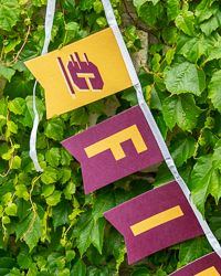 Action C Fire Up Chips! Maroon & Gold Felt String Banner