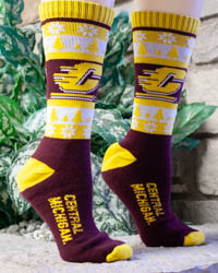 Central Michigan Action C Holiday Socks