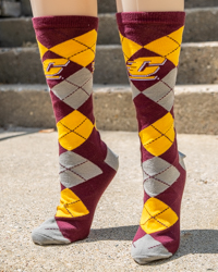 Action C Maroon & Gold Argyle Dress Socks