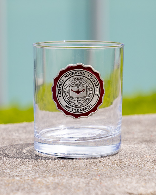Central Michigan University Seal Rocks Glass