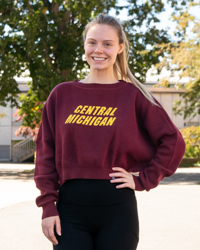 Central Michigan Women's Maroon Crop Sweater