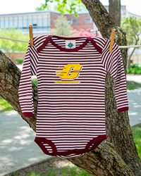 Action C Maroon & White Striped Long Sleeve Onesie