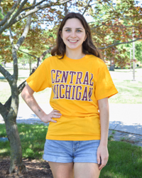 Central Michigan Block Letters Gold T-Shirt
