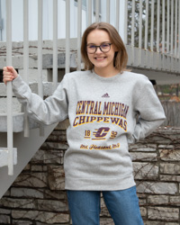 Central Michigan Chippewas Action C Gray Crewneck Sweatshirt