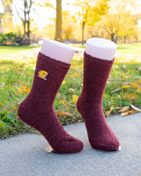 Action C Maroon Fuzzy Sleep Socks