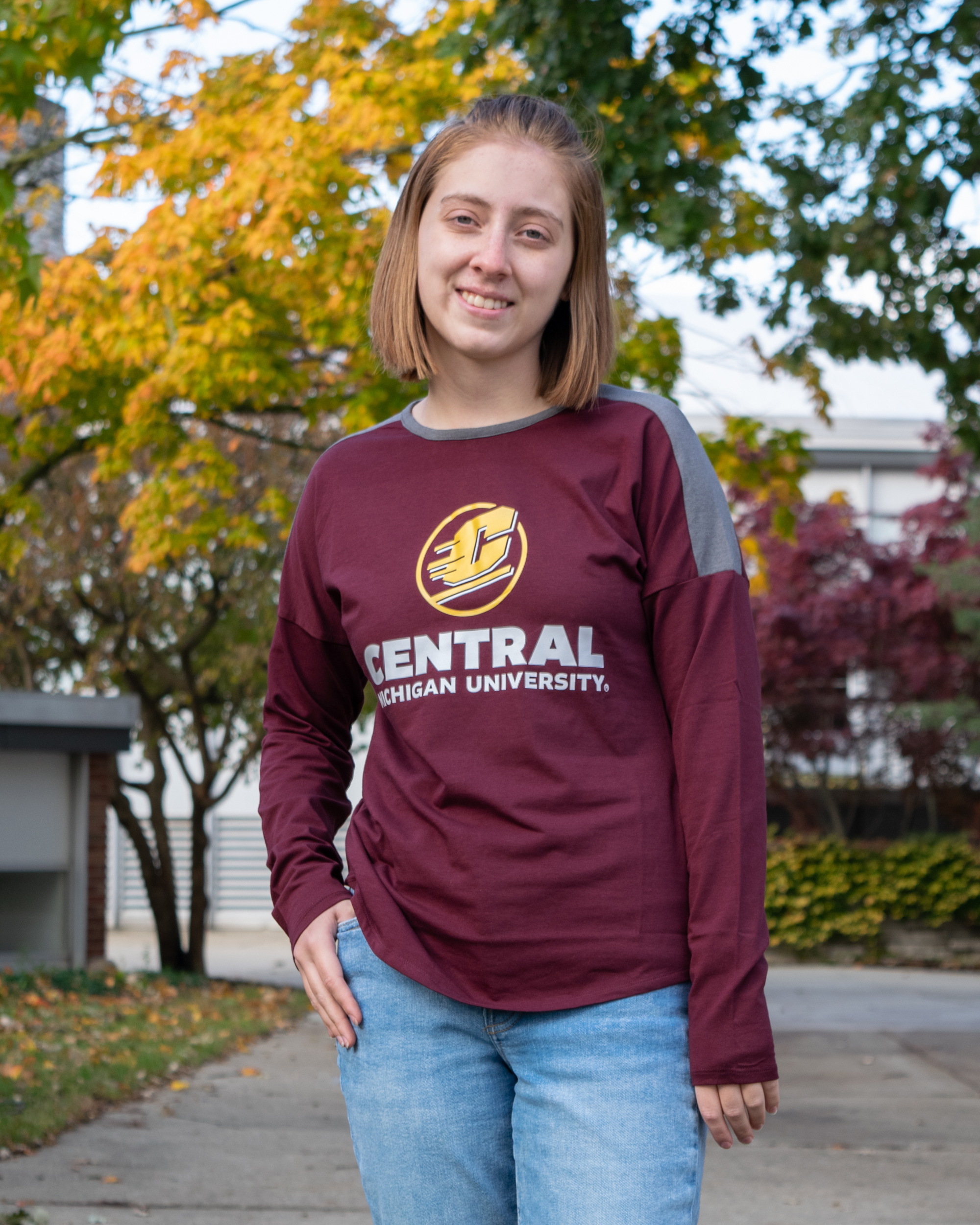 Action C Central Michigan Maroon & Gray Women's Long Sleeve T-Shirt