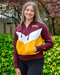 CMU Chippewas Central Michigan Maroon & Gold Women's Color Block ¼ Zip Hoodie