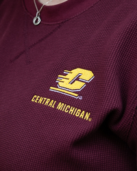 Action C Central Michigan Maroon Waffle Weave Crewneck Sweatshirt