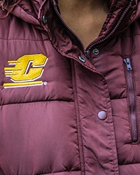 Action C Maroon Hooded Puffer Jacket