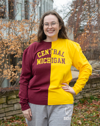 Central Michigan Maroon & Gold Color Block Long Sleeve T-Shirt