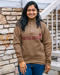 Central Michigan Action C Walnut Quilted Snap Fleece Pullover