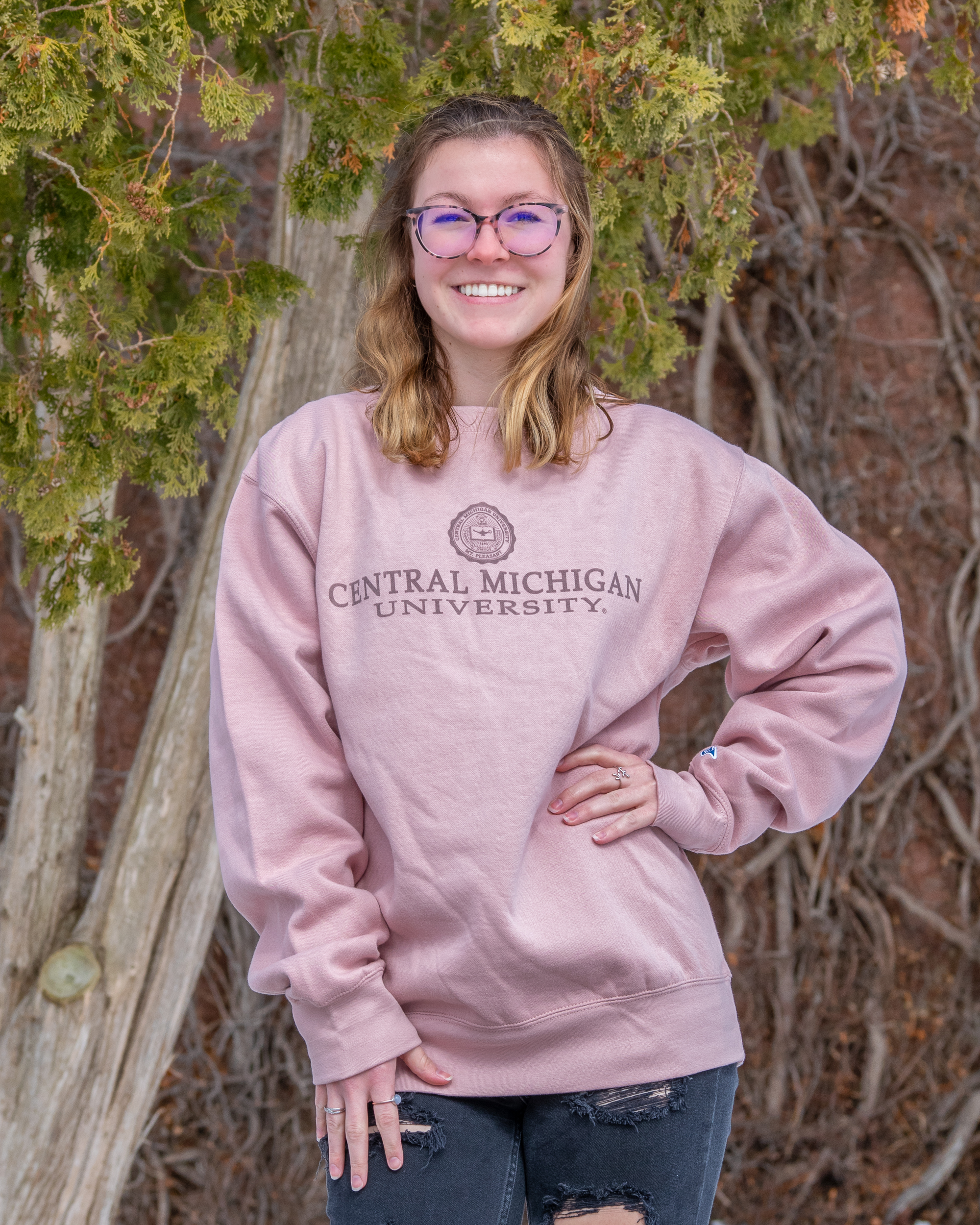 Central Michigan University Seal Pink Crewneck Sweatshirt