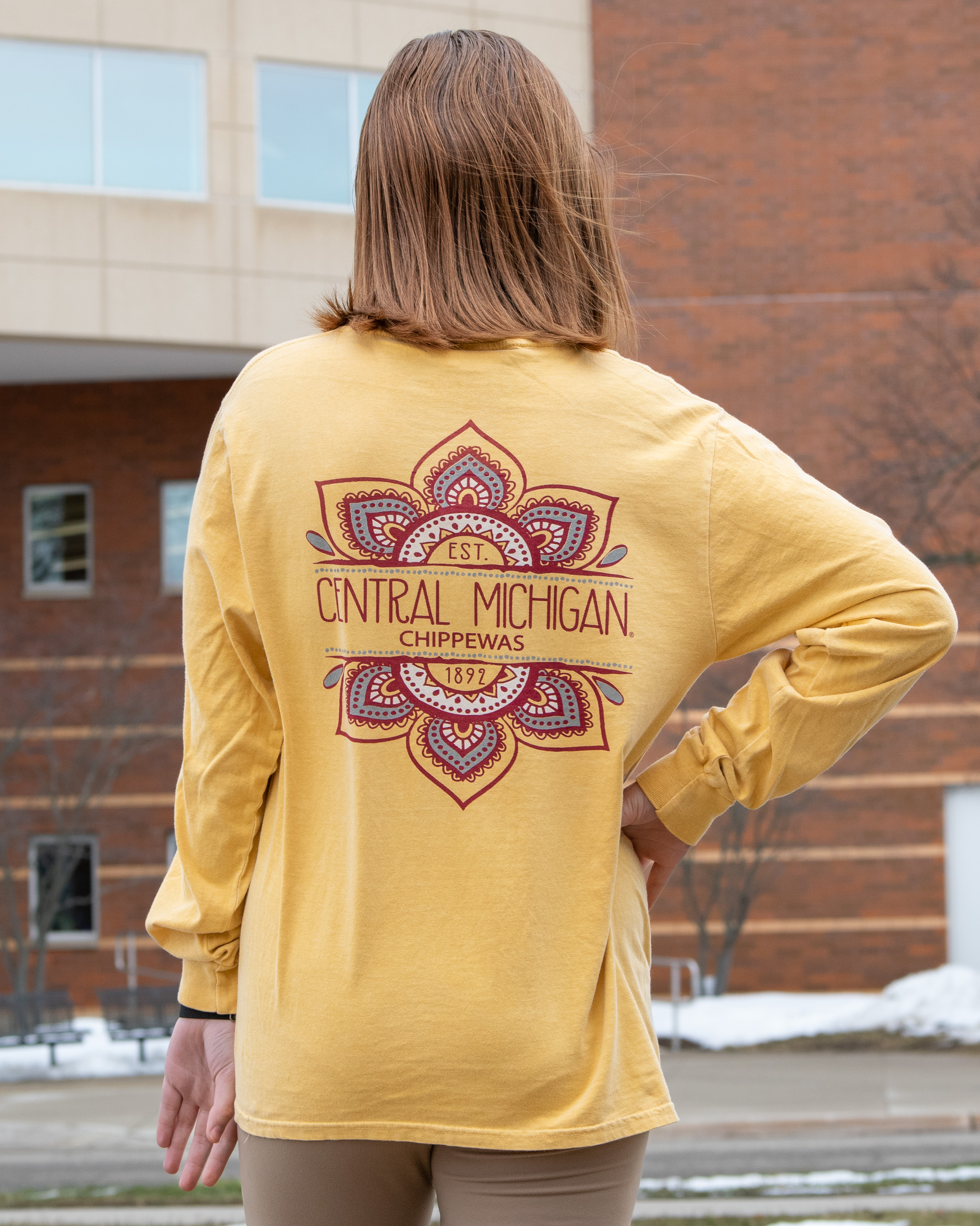 Central Michigan Chippewas Est. 1892 Mustard Graphic Long Sleeve T-Shirt (SKU 5057371498)