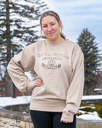 Central Michigan University Chippewas Khaki Crewneck Sweatshirt