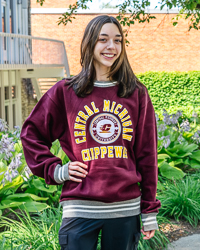 Central Michigan Chippewas Action C Maroon & Gray Crewneck Sweatshirt