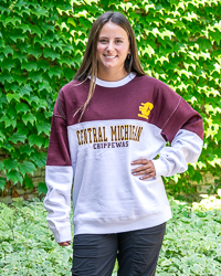 Action C Central Michigan Chippewas Maroon & White Women's Crewneck Sweatshirt