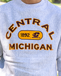 Central Michigan 1892 Action C Ash Crewneck Sweatshirt