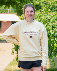 Central Michigan Established 1892 Women's Natural Yellow Corded Crewneck Sweatshirt