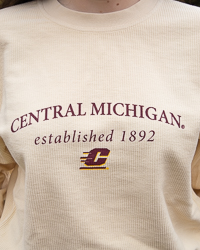Central Michigan Established 1892 Women's Natural Yellow Corded Crewneck Sweatshirt