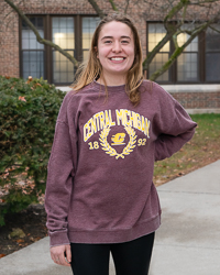Central Michigan 1892 Action C Women's Vintage Maroon Crewneck Sweatshirt