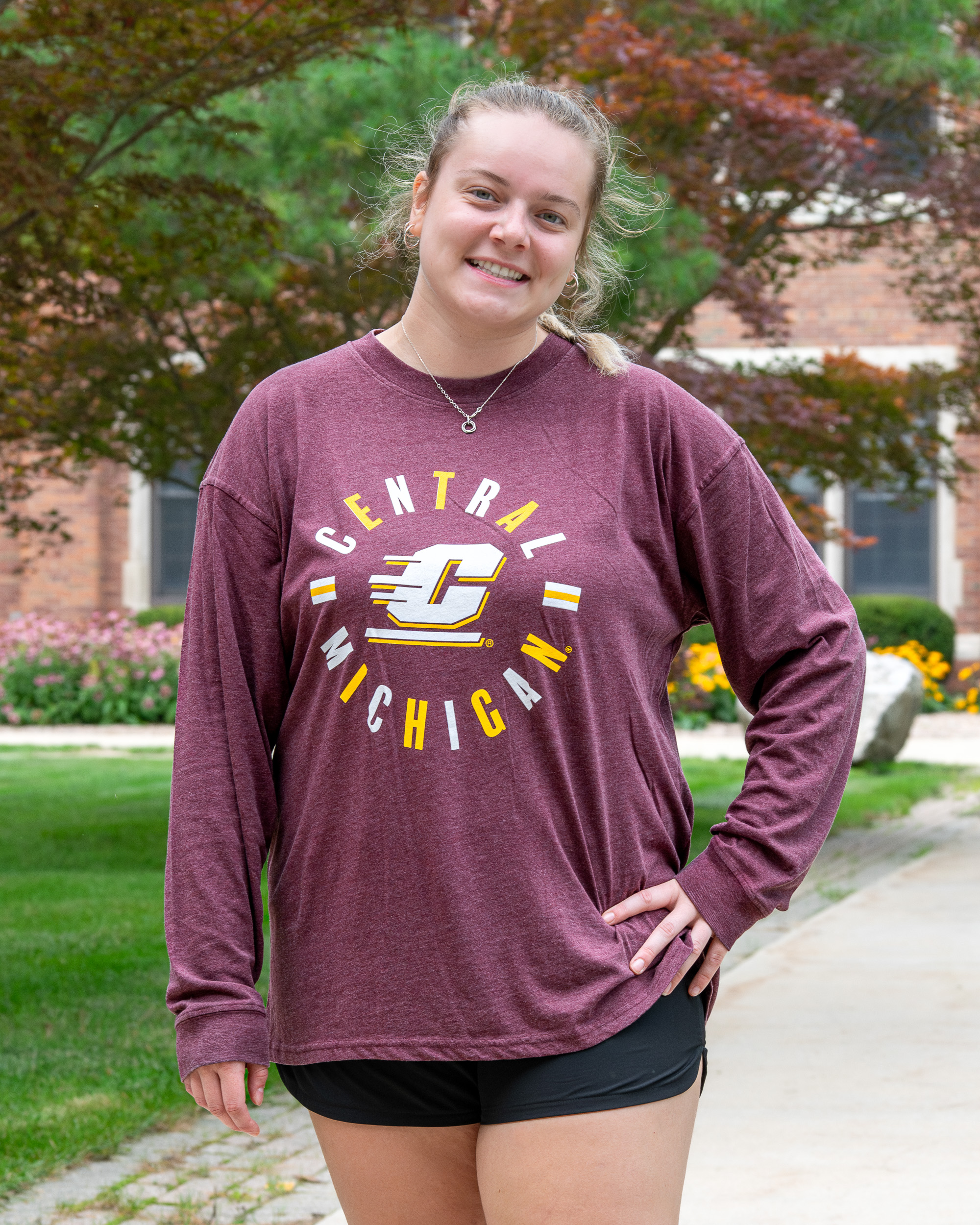 Central Michigan Action C Maroon Women's Long Sleeve T-Shirt