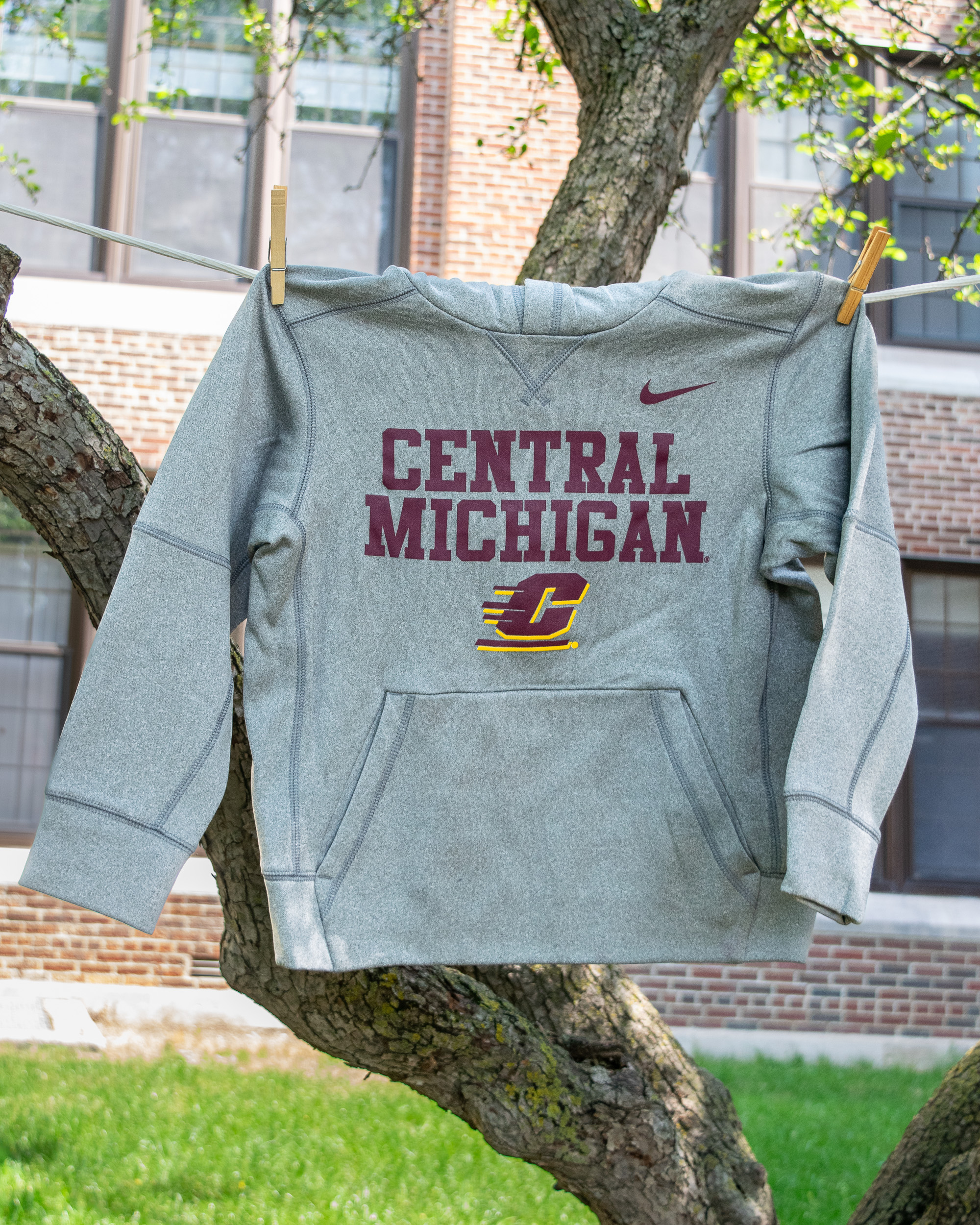 Central Michigan Action C Heather Gray Youth Hoodie