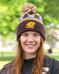 Action C Vintage Maroon & Gold Fleece Lined Knit Pom Hat