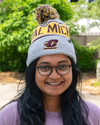 Central Michigan Action C Gray, Maroon, and Gold Striped Knit Pom Hat