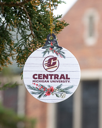 Action C Central Michigan University White Holiday Ornament