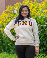 CMU Block Letters Women's Oatmeal Crewneck Sweatshirt