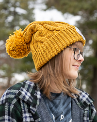 Action C Central Michigan University Gold Chunky Knit Pom Hat